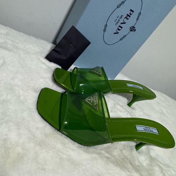 Prada Vibrant Green Heeled Mules - Picture 3 of 9